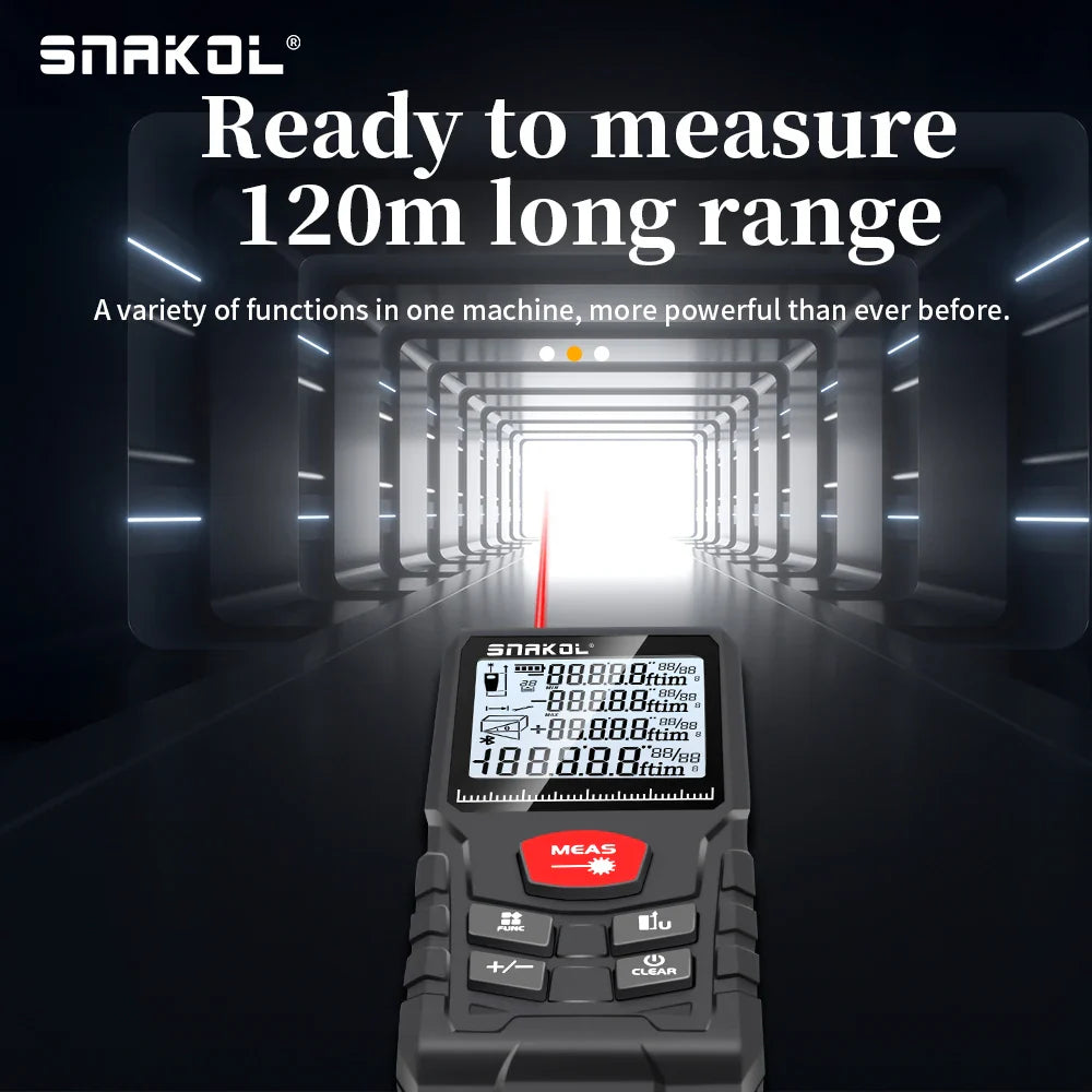 Snakol Laser Tape Measure – 50M/70M/100M/120M Digital Rangefinder for Professional Use, Laser Distance Meter Ruler