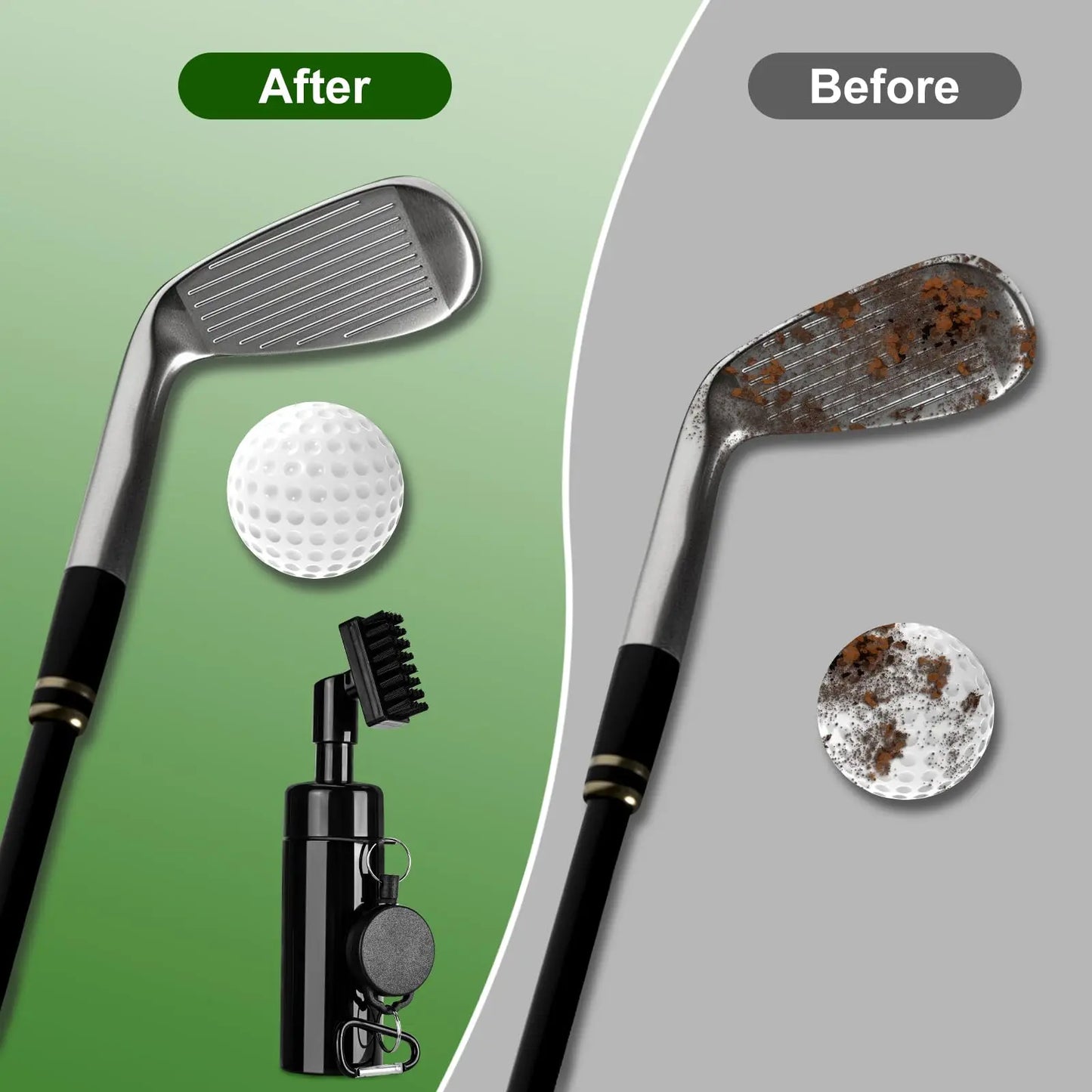 Golf Club Head Cleaning Brush – U/V-Shaped Groove Cleaner with Retractable Buckle
