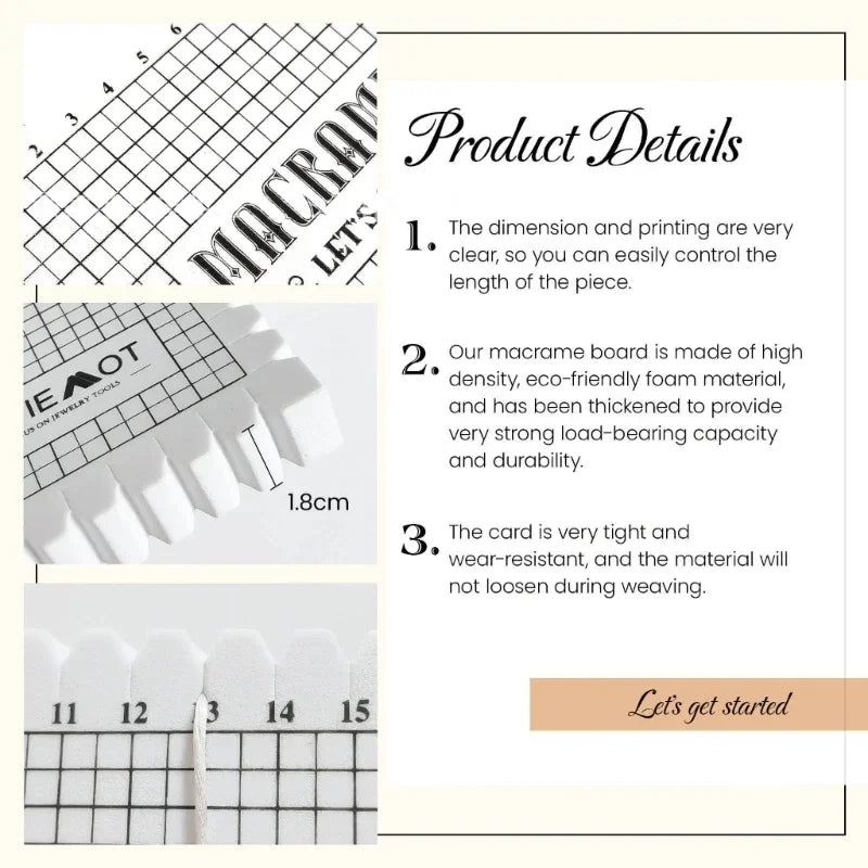 Creative Macrame Grid Board – DIY Handcraft Knitting & Wool String Mat