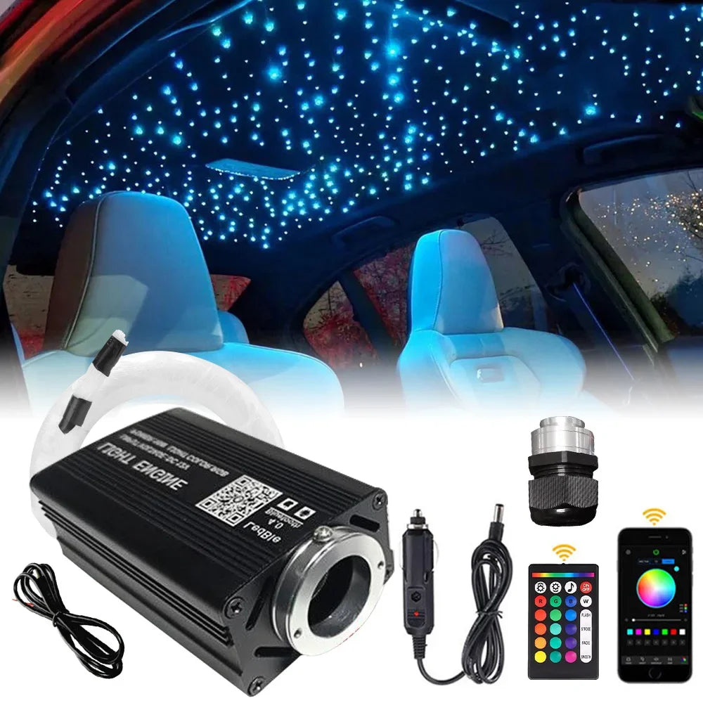 12W RGBW Starry Sky Car Ceiling Light - Fiber Optic APP Control Interior Atmosphere Light for Car & Home Decor