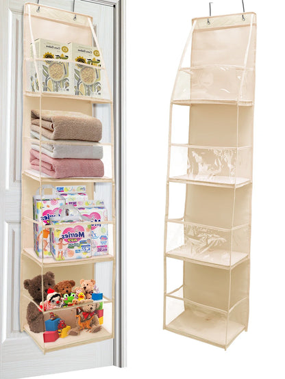 4-Layer Pink Foldable Hanging Storage Bag – Organizer for Bathroom, Snacks, Toys & Clothes