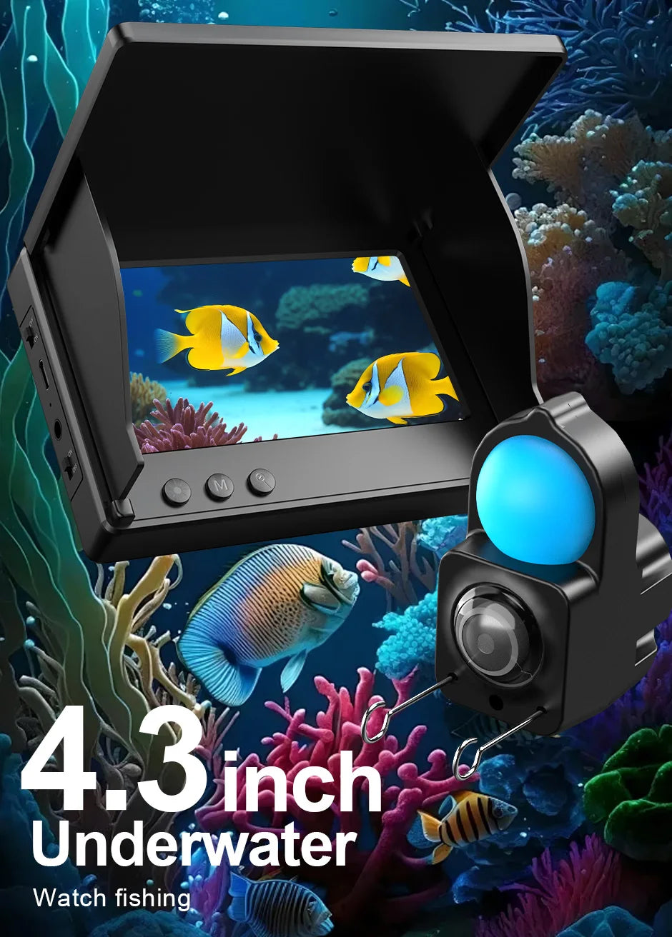 Portable Fish Depth Finder – Handheld 1080P 4.3 Inch LCD Fishing Camera with 120° Underwater View & Night Vision