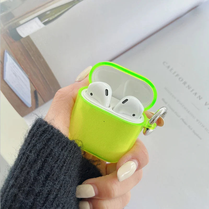Fluorescent Candy Color Earphone Cover for Apple AirPods 1/2/3/4 & Pro 3 — Crystal Clear Soft TPU Transparent Protective Case