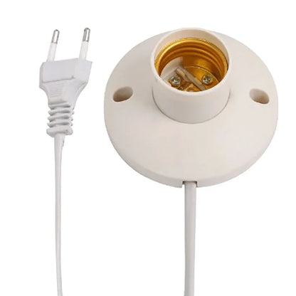 EU LED Stand Lamp Holder — E27 Bulb Plug Dome Socket with Cable Base for Table Lamps, Nightstands, and Lighting Accessories
