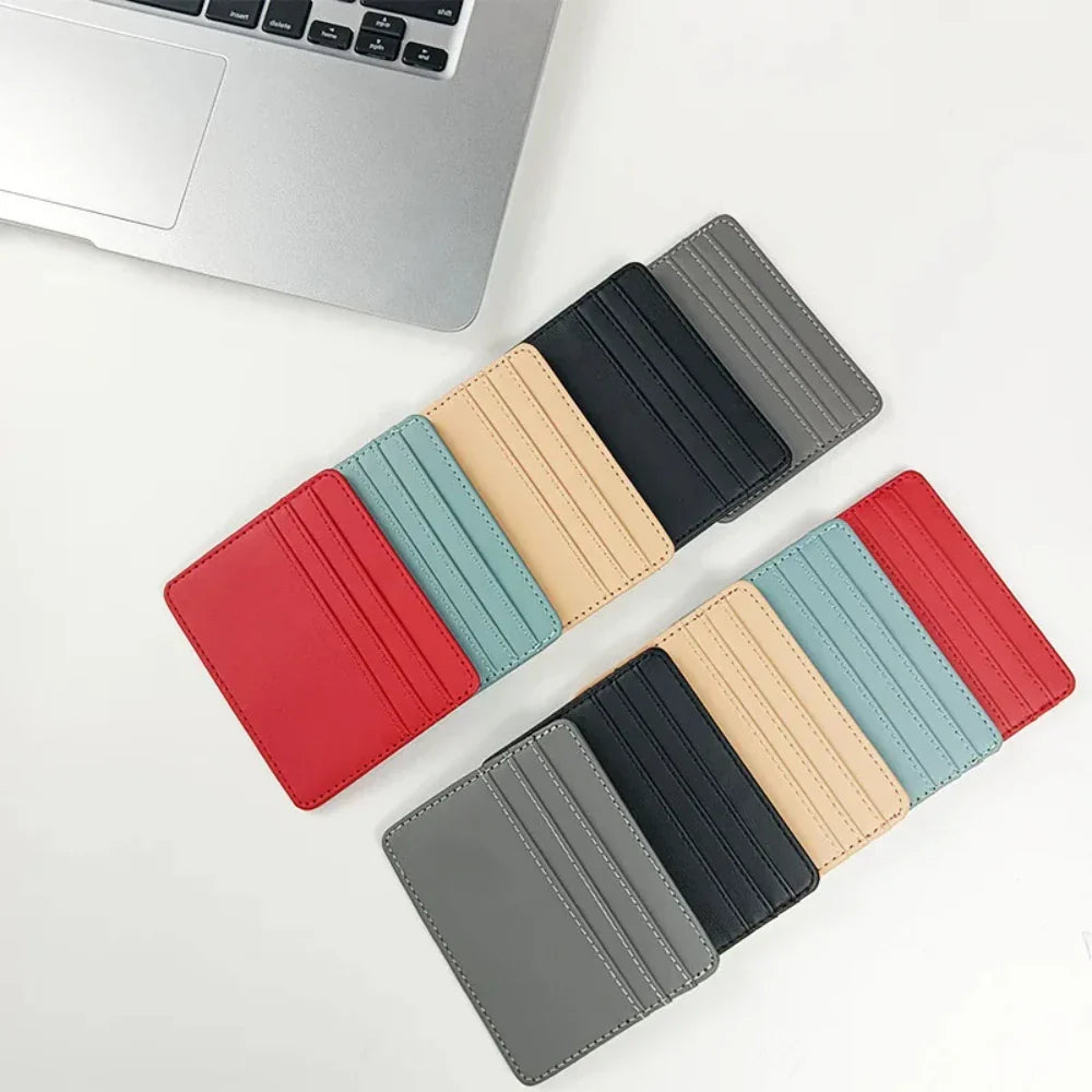Ultra-Thin Leather Mini Wallet - Slim Bank and Credit Card Holder for Men and Women, Small ID Case with 4 Slots