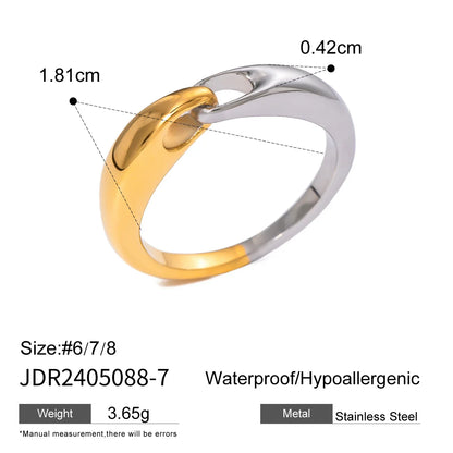 Vintage 18K Gold Plated Stainless Steel Ring – Double Line Irregular Open End Jewelry for Women