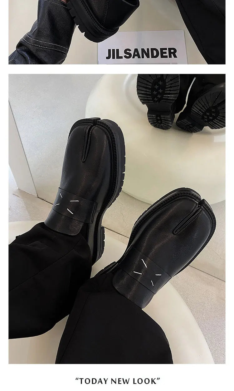 CHMURY Tabi Loafers — Men & Women Split Toe Casual Shoes, Thick Sole Patent Leather 2024