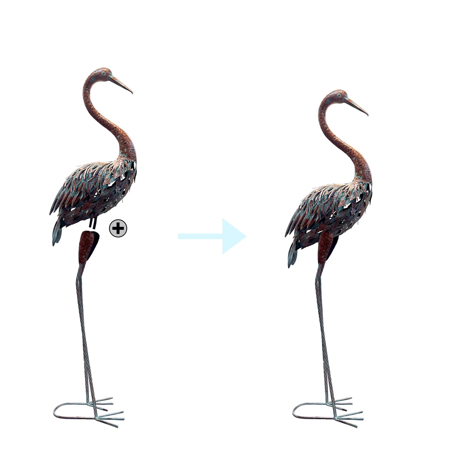 Metal Heron Garden Statue - Tall Crane Bird Sculpture for Patio, Lawn & Outdoor Decor