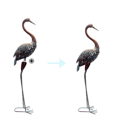Metal Heron Garden Statue - Tall Crane Bird Sculpture for Patio, Lawn & Outdoor Decor