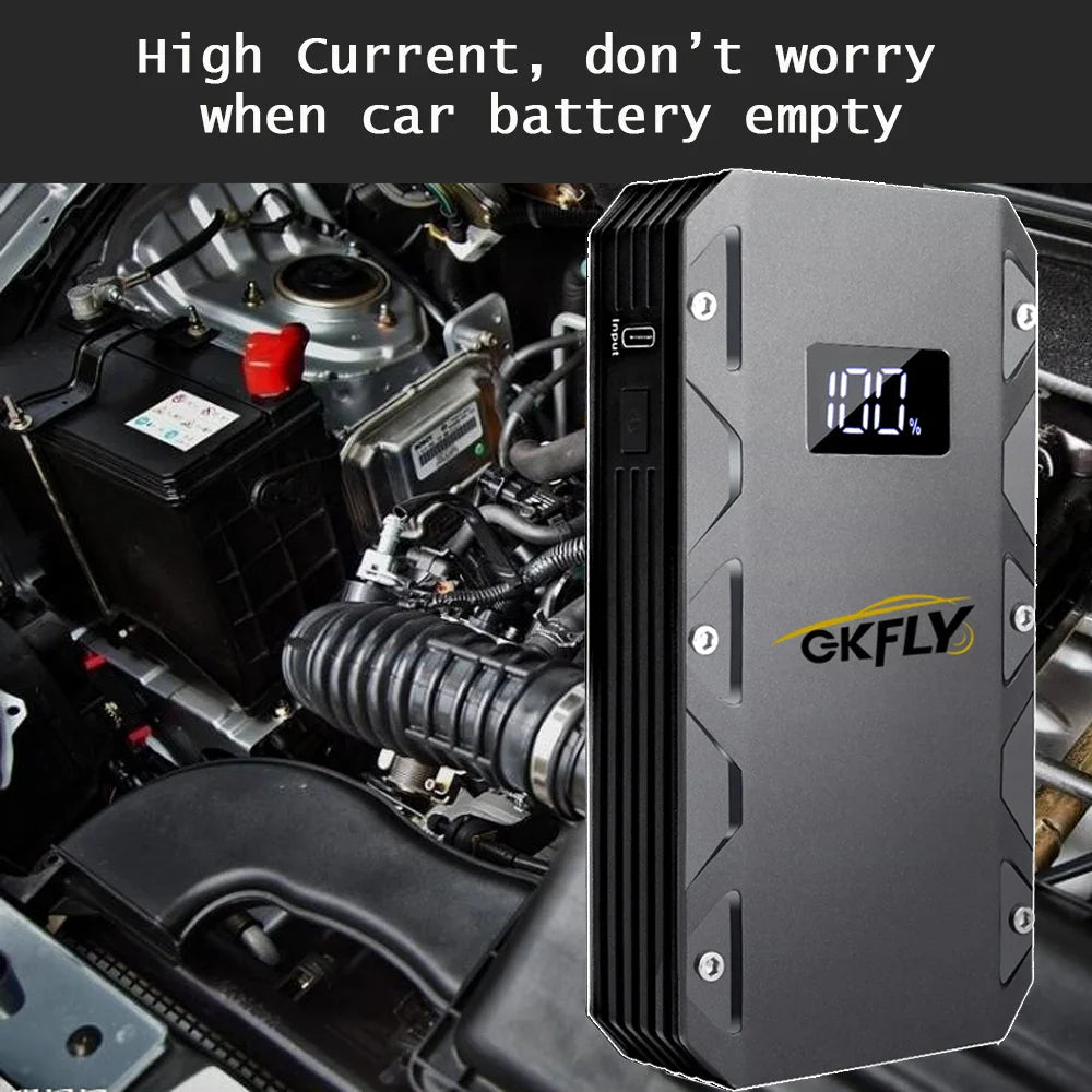 GKFLY 12V Car Jump Starter 18000mAh – 3000A Power Bank & Battery Booster for Petrol & Diesel Cars