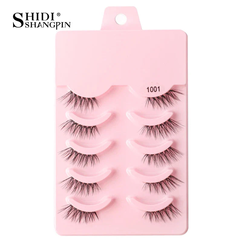 SHIDISHANGPIN 5/10 Pairs Cat Eye False Lashes – 3D Mink Half Lashes, Eyelash Extensions for Natural Makeup, Faux Cils Maquiagem