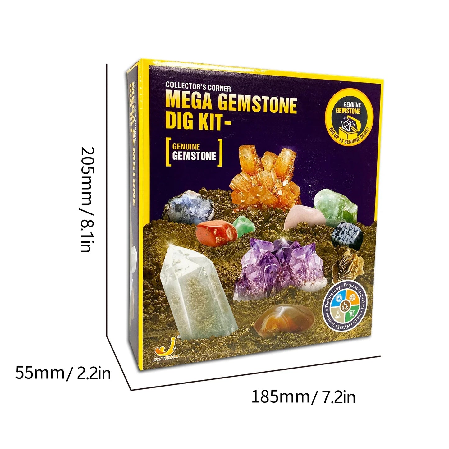 STEM Mega Gemstone Dig Kit – Crystal Mining Excavation Toy Set for Kids Educational Science Discovery Gift
