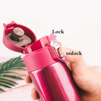 500ML Stainless Steel Vacuum Flask with Bouncing Cover - Thermos Cup for Coffee, Tea, and Milk