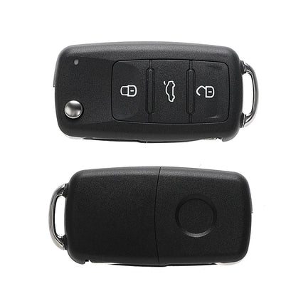 VW Car Key Shell Replacement - Remote Flip 3 Buttons for Beetle, Caddy, Eos, Golf, Jetta, Polo, Scirocco, Tiguan, Touran, UP