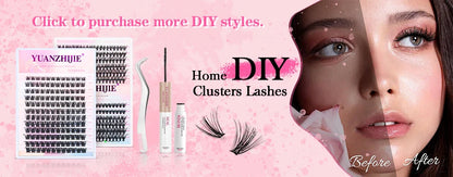 DIY 144 Cluster Lashes – Natural C/D Curl Individual Mink Eyelashes, Free Shipping, Home Makeup Supplies