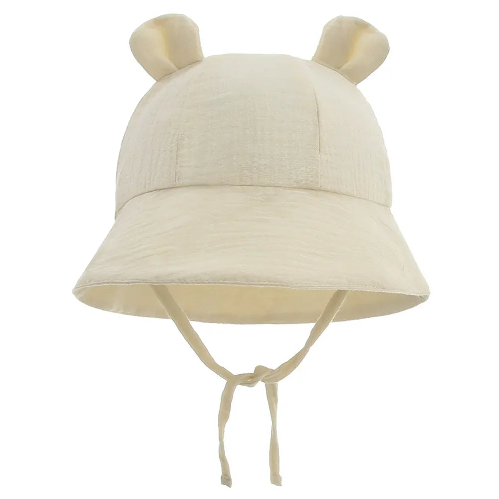 Muslin Cotton Baby Sun Hat – Soft Summer Panama Bucket Cap for Infants (3–12M) | Breathable Kids Sun Protection Hat for Boys & Girls