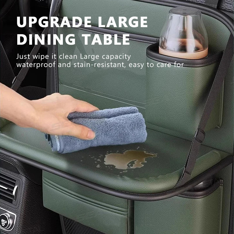 SEAMETAL 8 in 1 Car Seat Back Storage Bag – Foldable Tray, Waterproof & Wear-Resistant Organizer with Tissue & Cup Holder