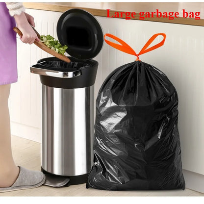 Extra Large Drawstring Garbage Bags – Thickened Black Waste Bags for Kitchen, Hotel & Commercial Sanitation