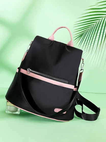 Oxford Fabric Large Capacity Backpack - Multi-Layer Storage, Solid Color Fashion Backpack for Women