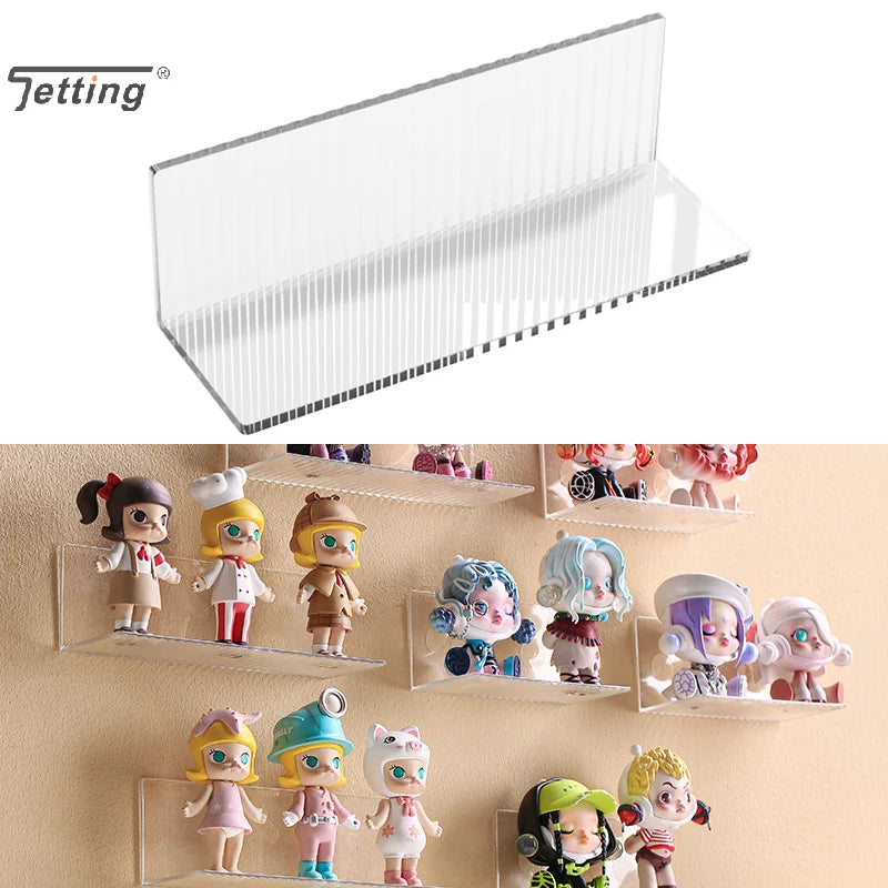 Self-Adhesive Acrylic Wall Mounted Display Shelf — Transparent Figure & Toy Storage Rack Holder