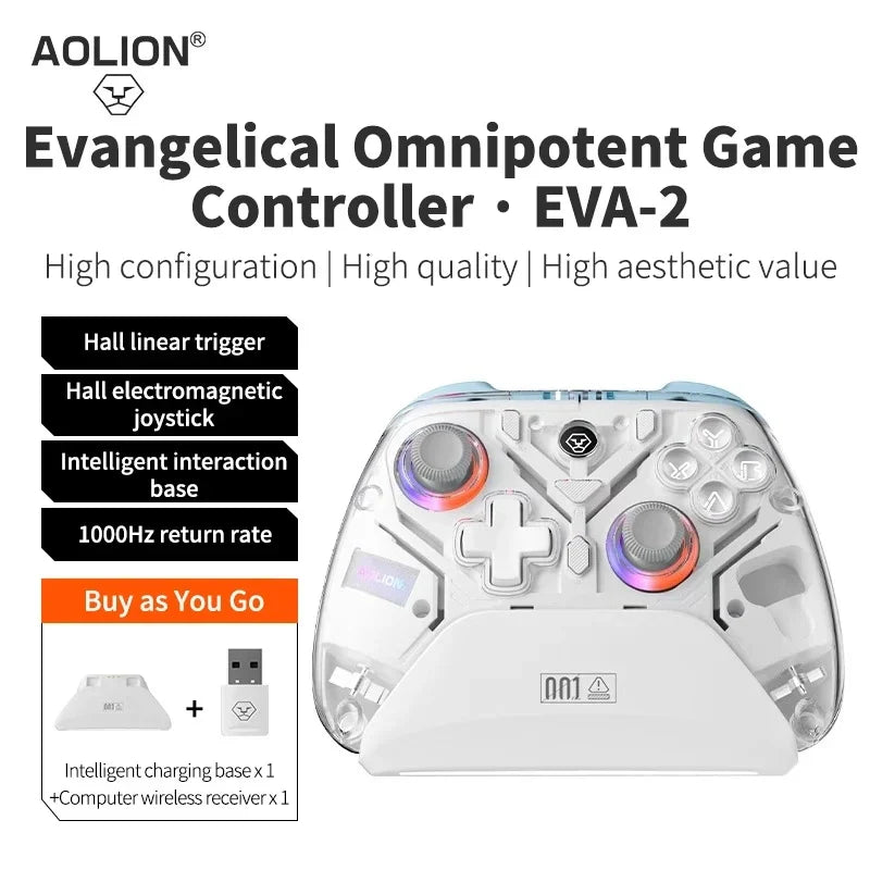 Aolion K10 RGB Wireless Gaming Controller – Gamepad with Charging Dock, Hall Effect Joystick & Trigger for Nintendo Switch 2/PC/Phone