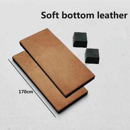 Handmade Wooden Handle Leather Sharpening Strop – Double-Sided Razor Knife Polishing & Home Sharpening Tool