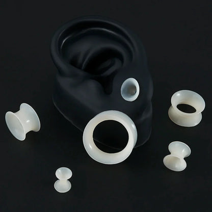 Pair Soft Flexible Ear Tunnels – Double Flare Flesh Tunnel Ear Plugs, Thin Silicone Gauge Expander Earrings for Stretched Ears