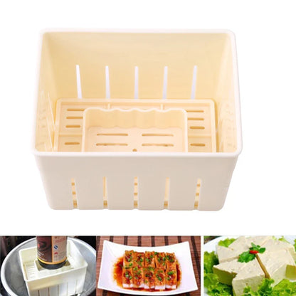 DIY Tofu Press Mould Set - Homemade Soybean Curd Making Kit with Cheese Cloth, Plastic Tofu Mold, Kitchen Cooking Tool