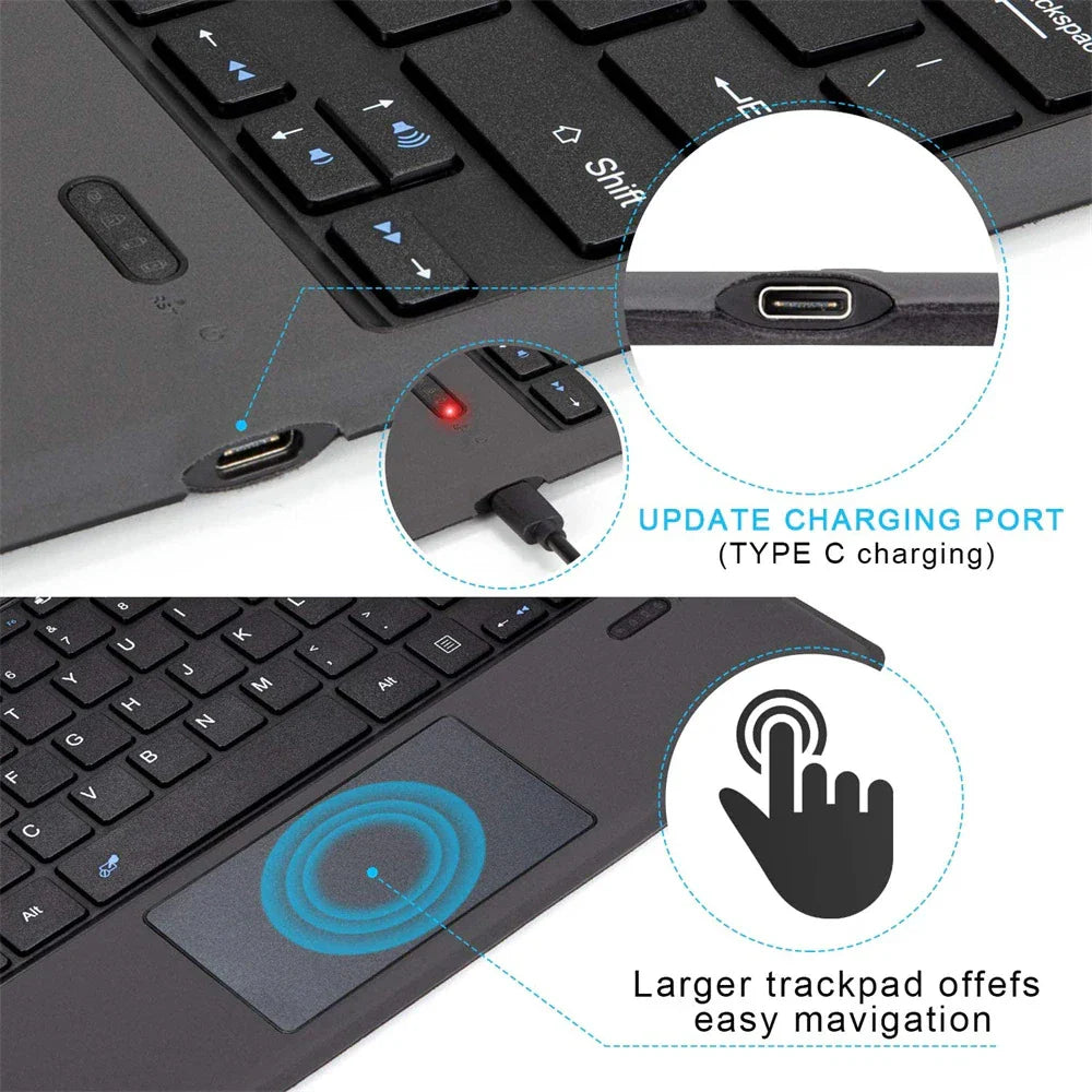 Backlit Bluetooth Keyboard with Trackpad – Wireless Teclado for Microsoft Surface Pro 3–11/X