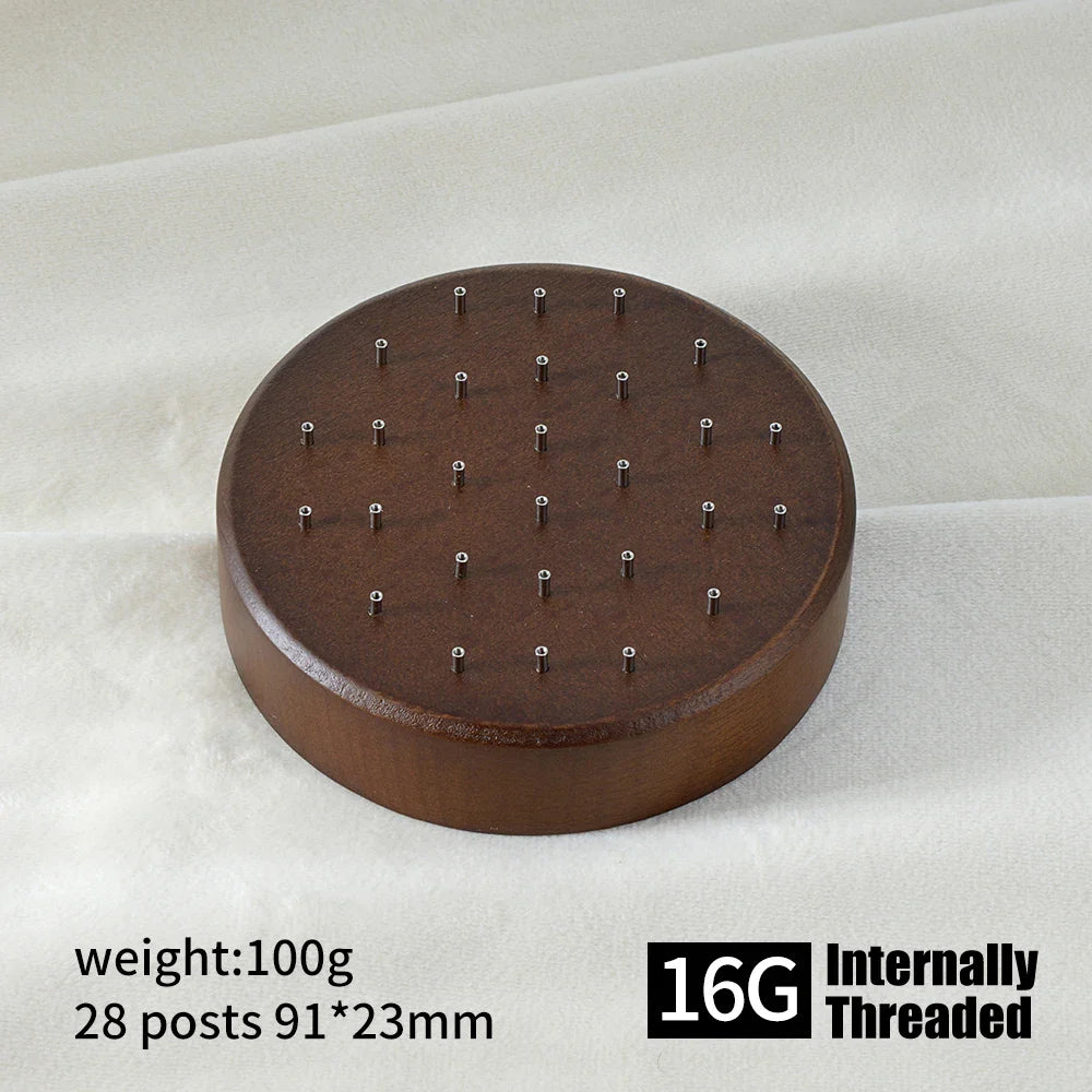High-Quality Beech Wood Jewelry Display Stand — Push Pin Holder for 16G/14G Threadless Piercing & Body Jewelry