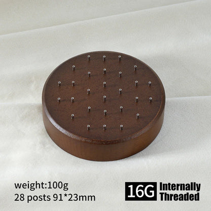 High-Quality Beech Wood Jewelry Display Stand — Push Pin Holder for 16G/14G Threadless Piercing & Body Jewelry