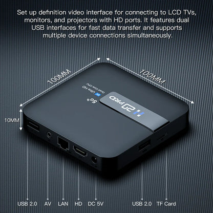 H20PRO Smart Android TV Box – Android 10.0, 16GB, Dual WiFi 2.4&5G, 4K/1080P Media Player with Play Store