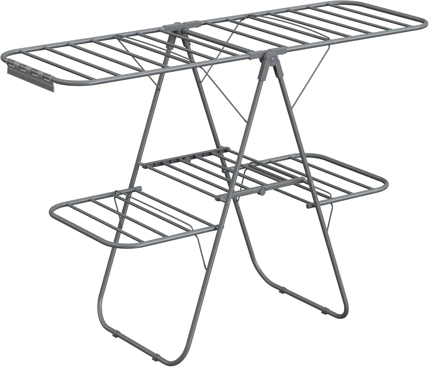 Foldable 2-Level Clothes Drying Rack – Large Free-Standing Laundry Rack with Height-Adjustable Wings