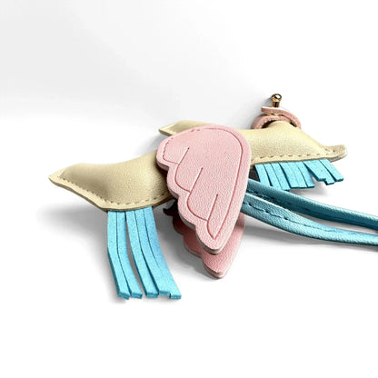 Winged Pony Keychain - Premium PU Leather Bag Charm with Detachable Strap