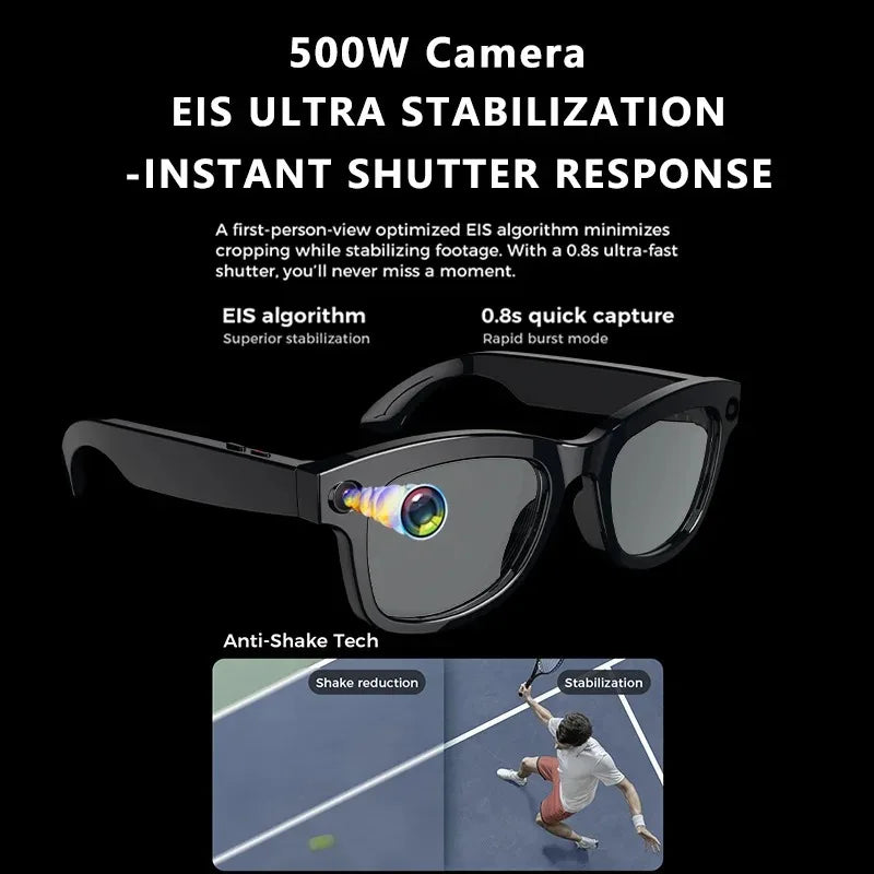 500W AI Smart Camera Sunglasses 3-in-1 Lens HD1080P ChatGPT Voice Control WiFi Bluetooth Intelligent Glasses