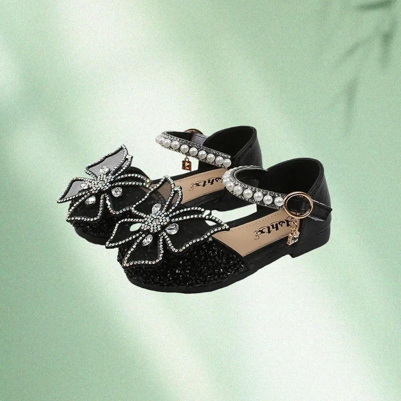 Girls Sequin Rhinestone Bow Sandals - Cute Princess Party & Dance Shoes for Summer