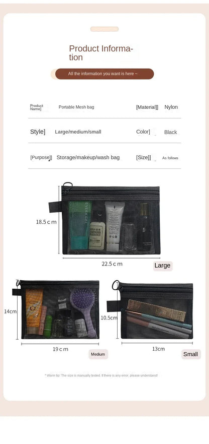 Makeup Brush Travel Case – Mesh Cosmetic Toiletry Bag Organizer for Men & Women, Beauty Tools Dopp Kit Pouch for Wash Storage