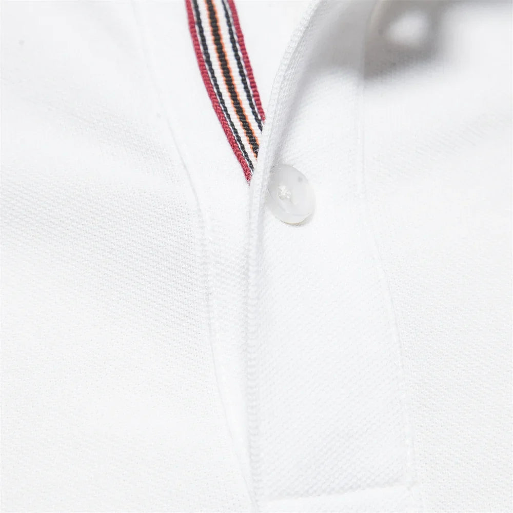 AIOPESON Men's Cotton Polo Shirt - Short Sleeve Solid Color Summer Casual Polo Top