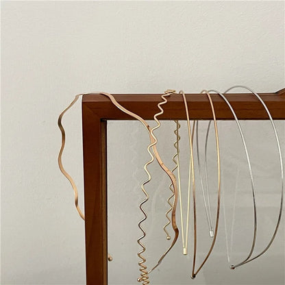 Thin Gold Multilayer Alloy Headband – Double Root Metal Hair Hoop for Women, Smooth & Stylish Hair Accessory