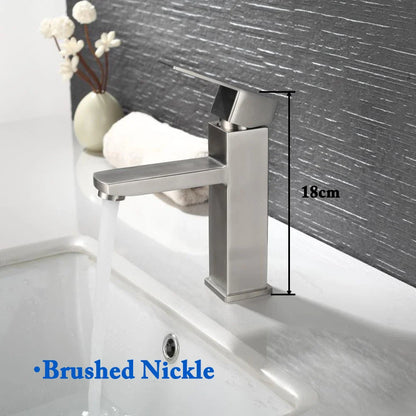 Matte Black Basin Sink Faucet - Deck Mounted Hot & Cold Water Mixer Tap for Bathroom Lavatory Sink (Hose Not Included)