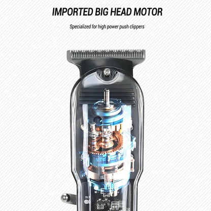 Professional Rechargeable Hair Clippers – Transparent Electric Hair Trimmer for Men, Cordless Hair Cutting Machine
