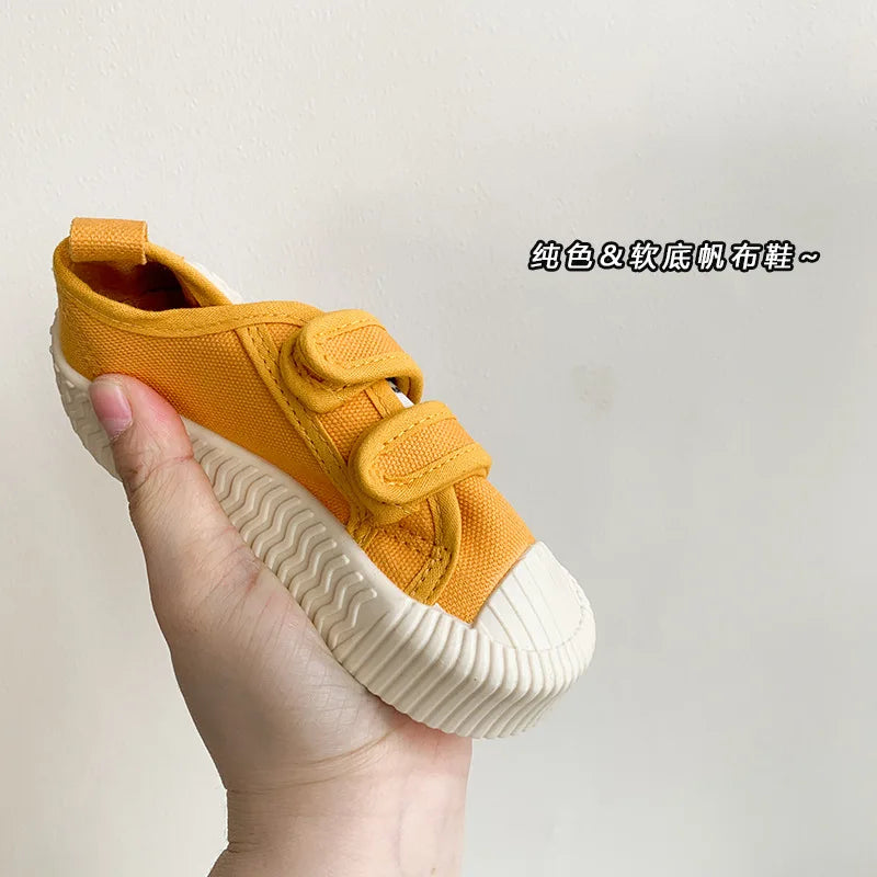 Children’s Canvas Shoes — Boys & Girls Spring/Autumn Breathable Toddler Shoes with Soft Sole & Hook-and-Loop Closure