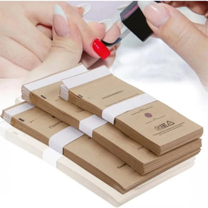 100pcs Nail Sterilizer Kraft Bags – Disposable Manicure & Nail Art Disinfection Tools