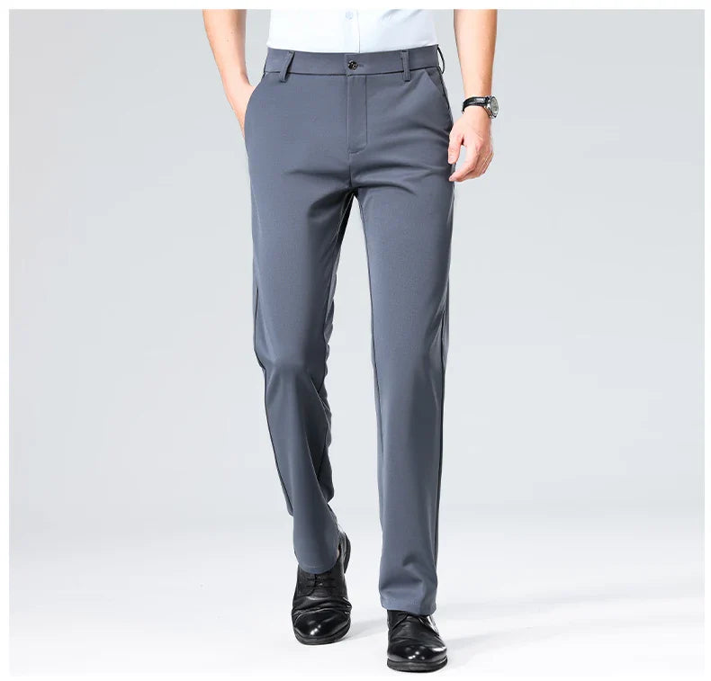 Plus Size Men's Business Suit Pants – Stretch Formal Dress Trousers | Classic Black for Big Men