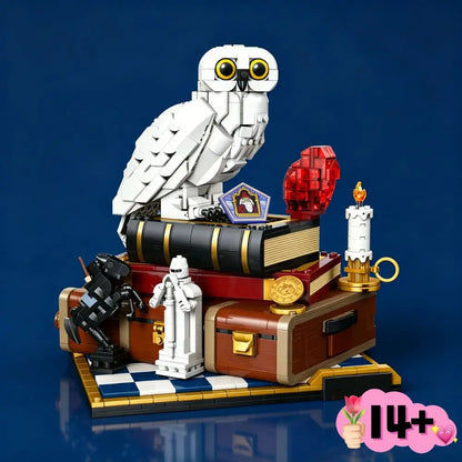 1571PCS White Owl Building Block Model - Educational Collectible DIY Ornament & Birthday Gift for Adults