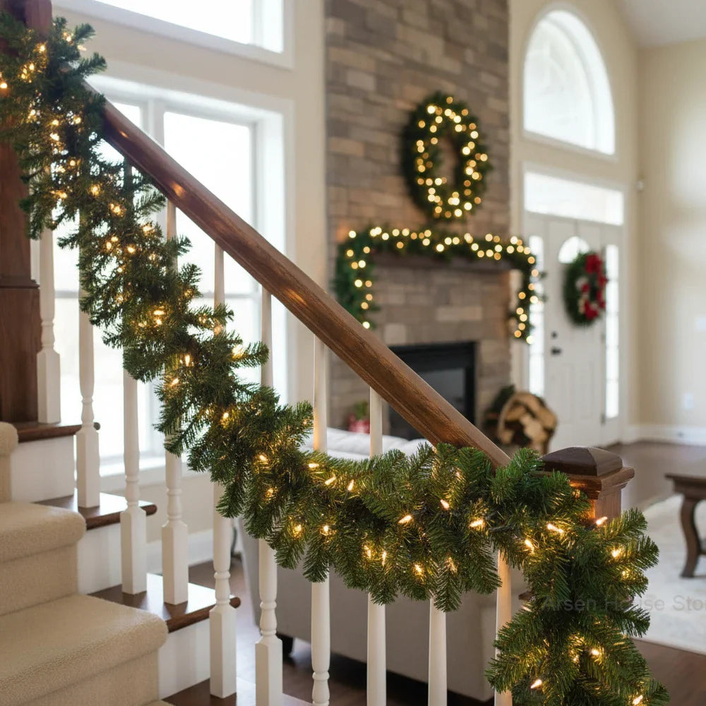 2.7M Christmas Garland – Artificial Pine Rattan Wreath for Tree, Home, Wall, Door & Fireplace Decor