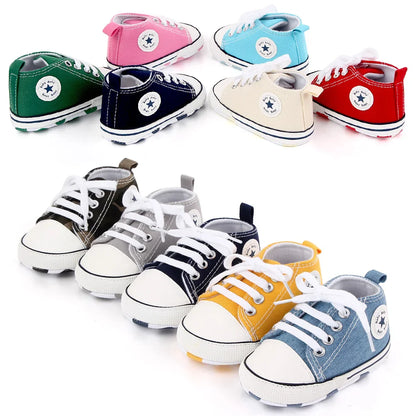 New Baby Shoes for Boys & Girls – Classic Canvas Casual Sneakers, Soft Sole Non-Slip Toddler Walkers D2486