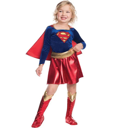 American Girl Supergirl Costume – Fancy Dress-Up Outfit for Kids Halloween & Purim Cosplay