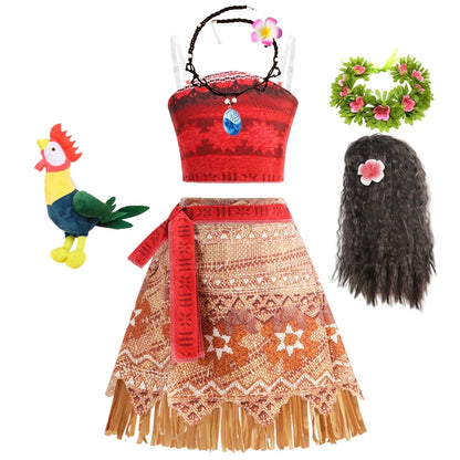 Disney Moana Princess Dress - Girls Vaiana Ocean Adventure Halloween Cosplay Costume