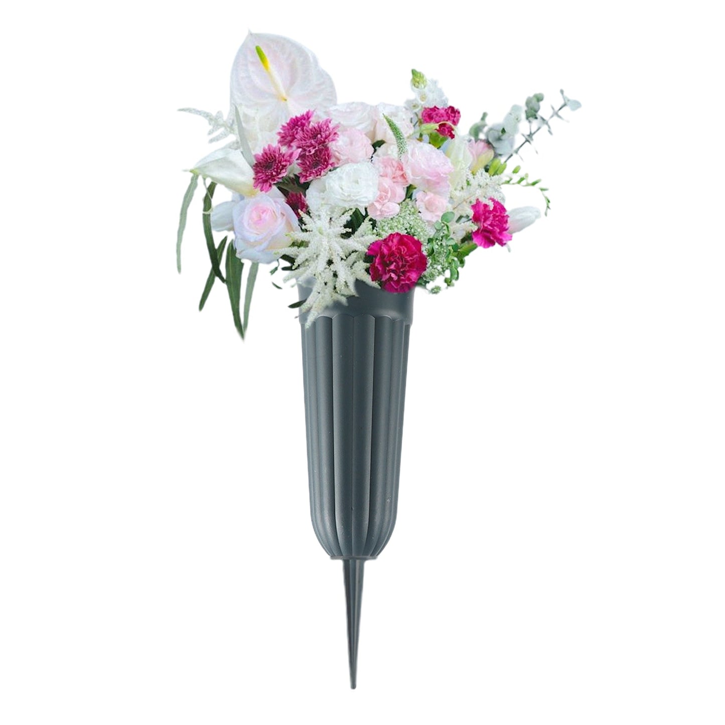 Outdoor Memorial Garden Vase – Flower Pots with Long Spikes, PP Plastic Grave Markers for Cemetery & Festival Decorations